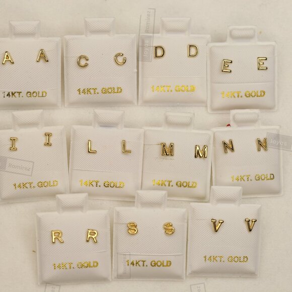 Joyas Ramirez Jewelry - 14K Solid Gold Initial Stud Earrings • Perfect Gift For Girls & Teens.